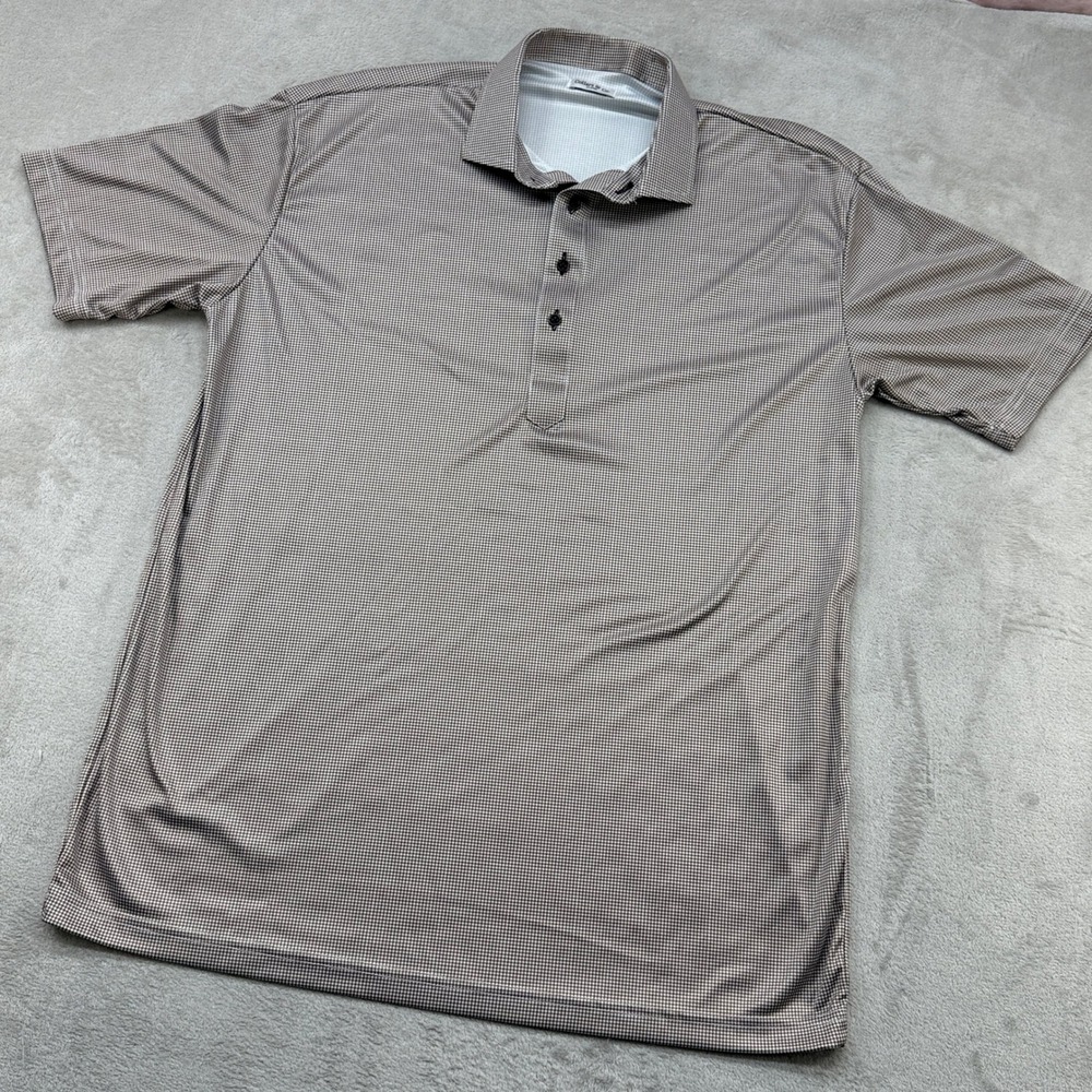 Collars & Co. Dress Collar Polo Mens XL Brown Houndstooth Performance Shirt